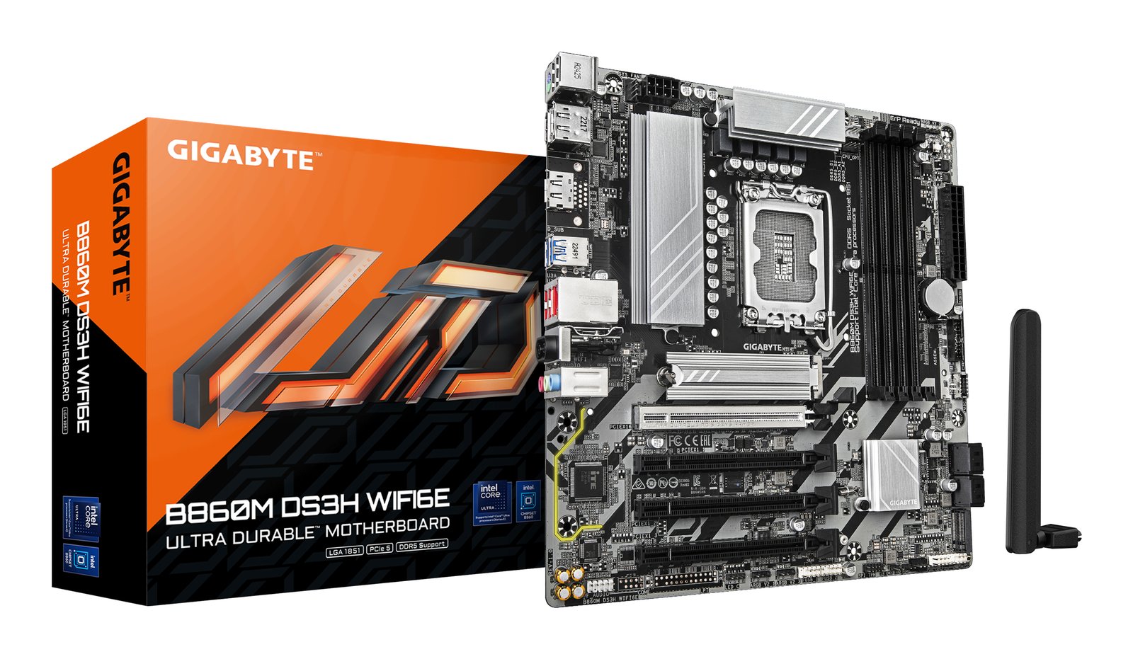 Gigabyte Technology B860M DS3H WIFI6E Motherboard - Intel Core Ultra Series CPUs, 5+1+2+1 Phases