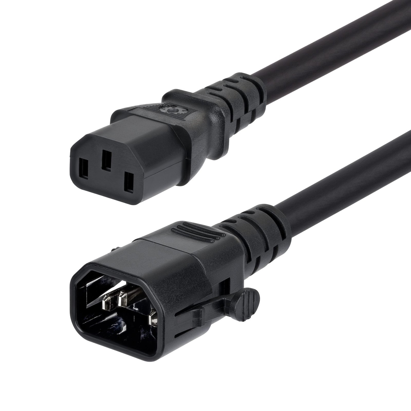 StarTech.com 10ft (3m) Heavy Duty Power Extension Cord, Locking C14 to C13, PDU 15A 250V, 14AWG, AC C14LC1314G15ABK10FT