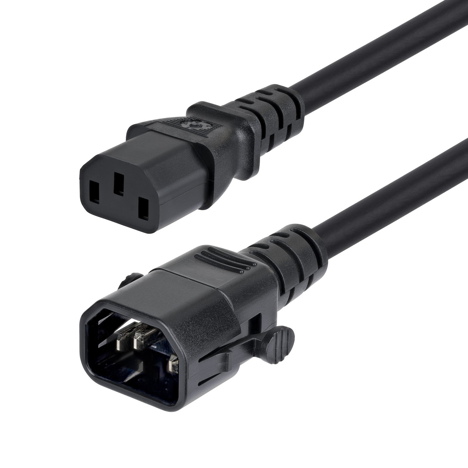 StarTech.com 10ft (3m) Power Extension Cord, Locking C14 to C13, PDU 10A 250V, 18AWG, AC Cable TAA C14LC1318G10ABK10FT