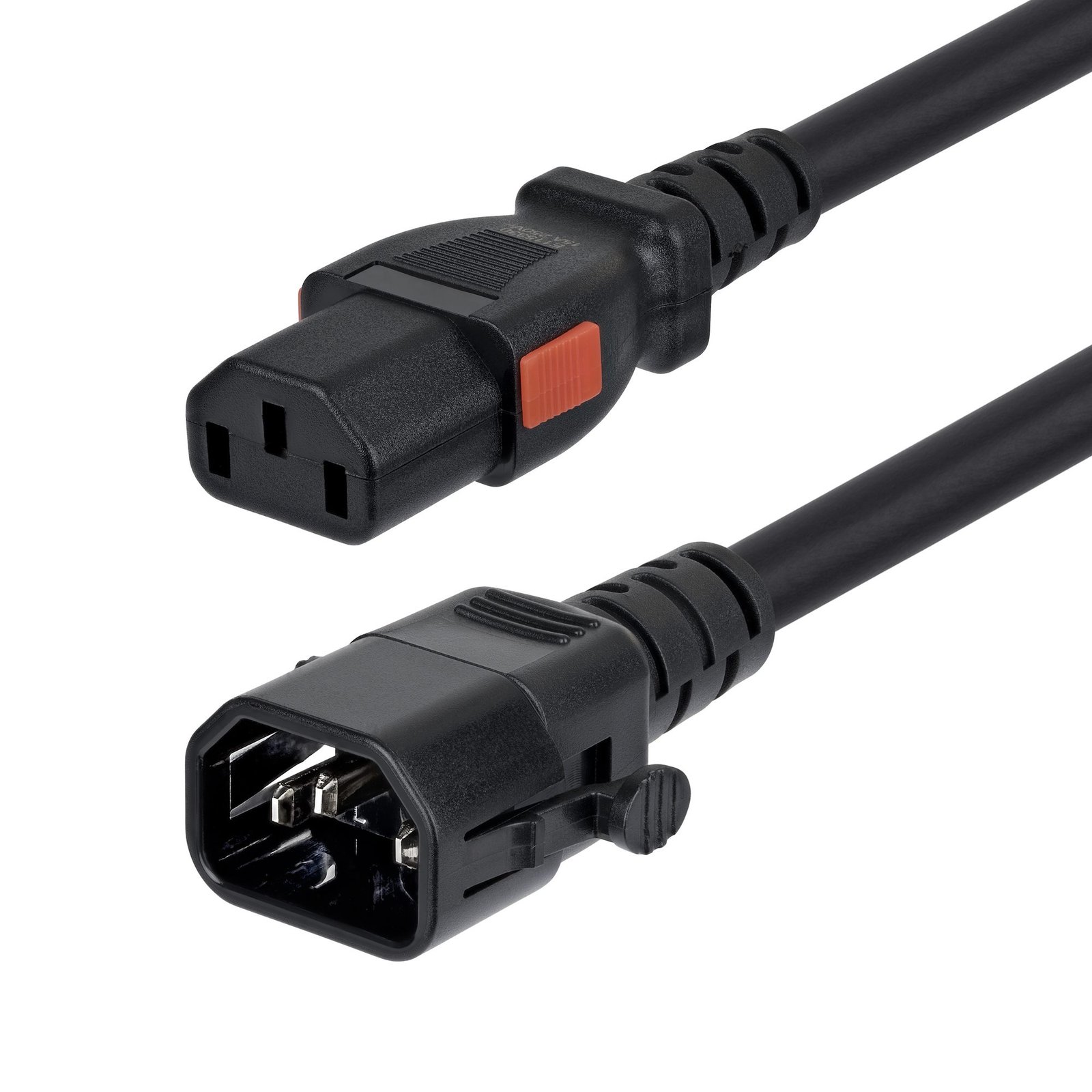 StarTech.com 10ft (3m) Heavy Duty Power Extension Cord, Locking C14 to C13, PDU 15A 250V, 14AWG, AC C14LC13L14G15ABK10FT