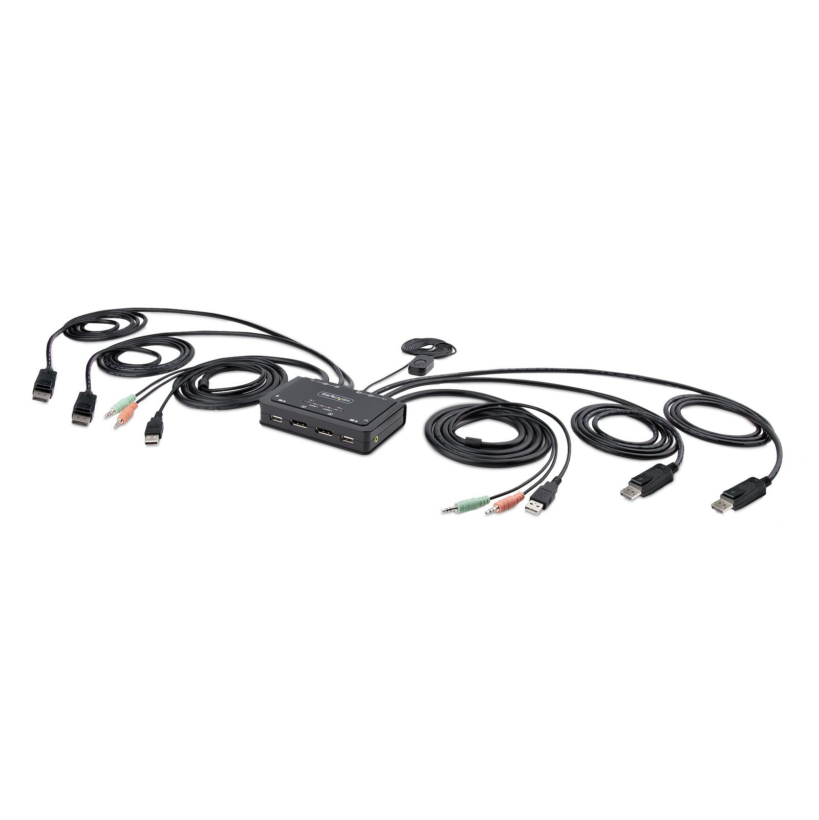 StarTech.com 2-Port Dual-Monitor DisplayPort Cable KVM Switch, 4K 60Hz, Compact with 5ft/1.5m C2-DD46-UA2-CBL-KVM