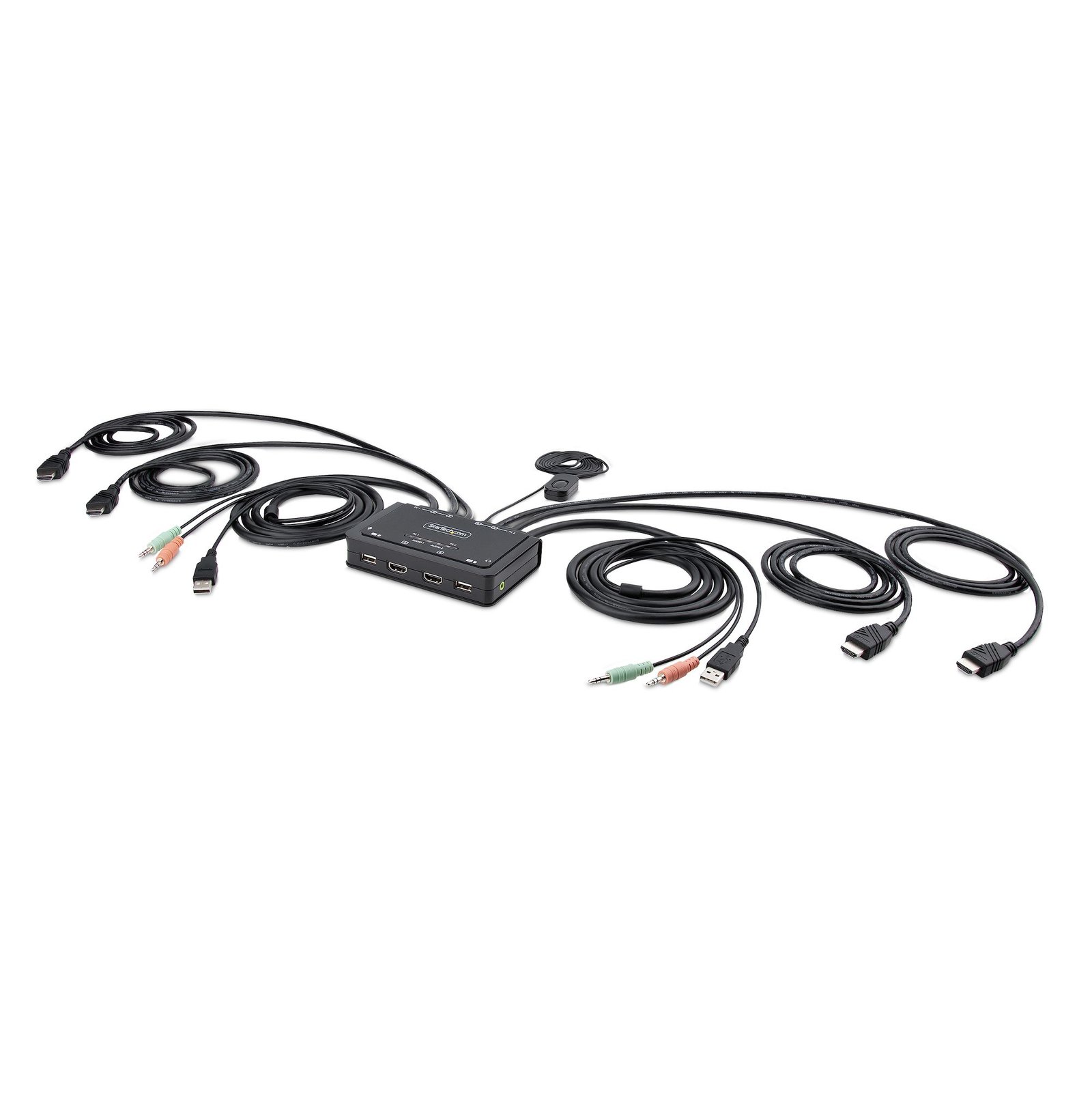 StarTech.com 2-Port Dual-Monitor HDMI Cable KVM Switch, 4K 60Hz, Compact with 5ft/1.5m C2-DH46-UA2-CBL-KVM