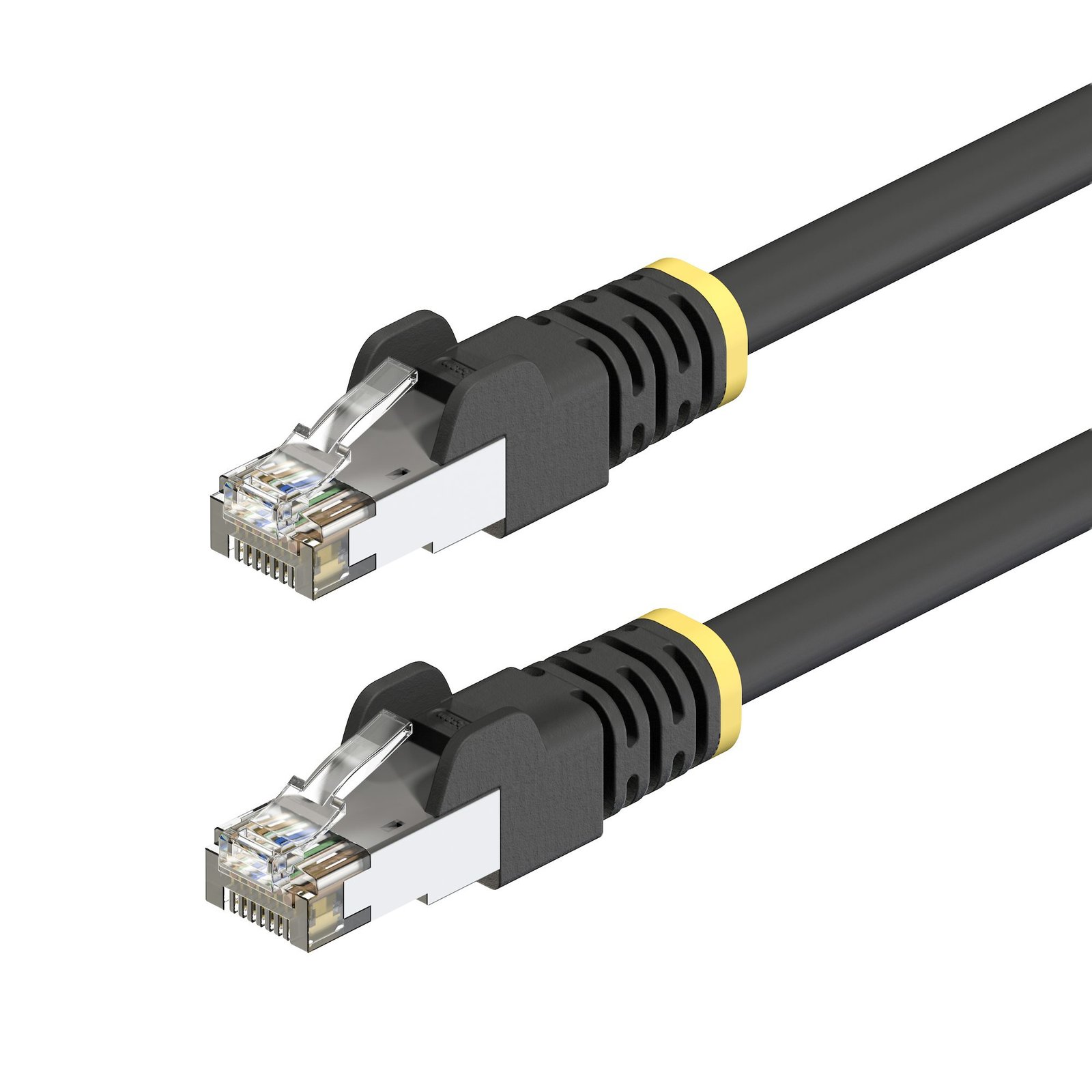 StarTech.com 100ft Black Cat6A Outdoor Ethernet Cable, Snagless RJ45, S/FTP, 23AWG Pure Bare C6APATCHUV100FTBK