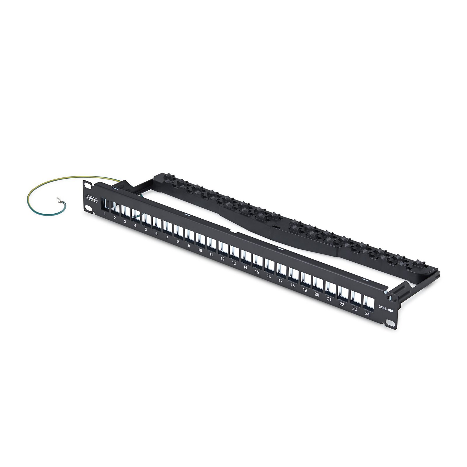 StarTech.com 24 Port 1U Blank Keystone Patch Panel with Cable Management Bar, Rackmount Cat6 for C6PANELSTP241U