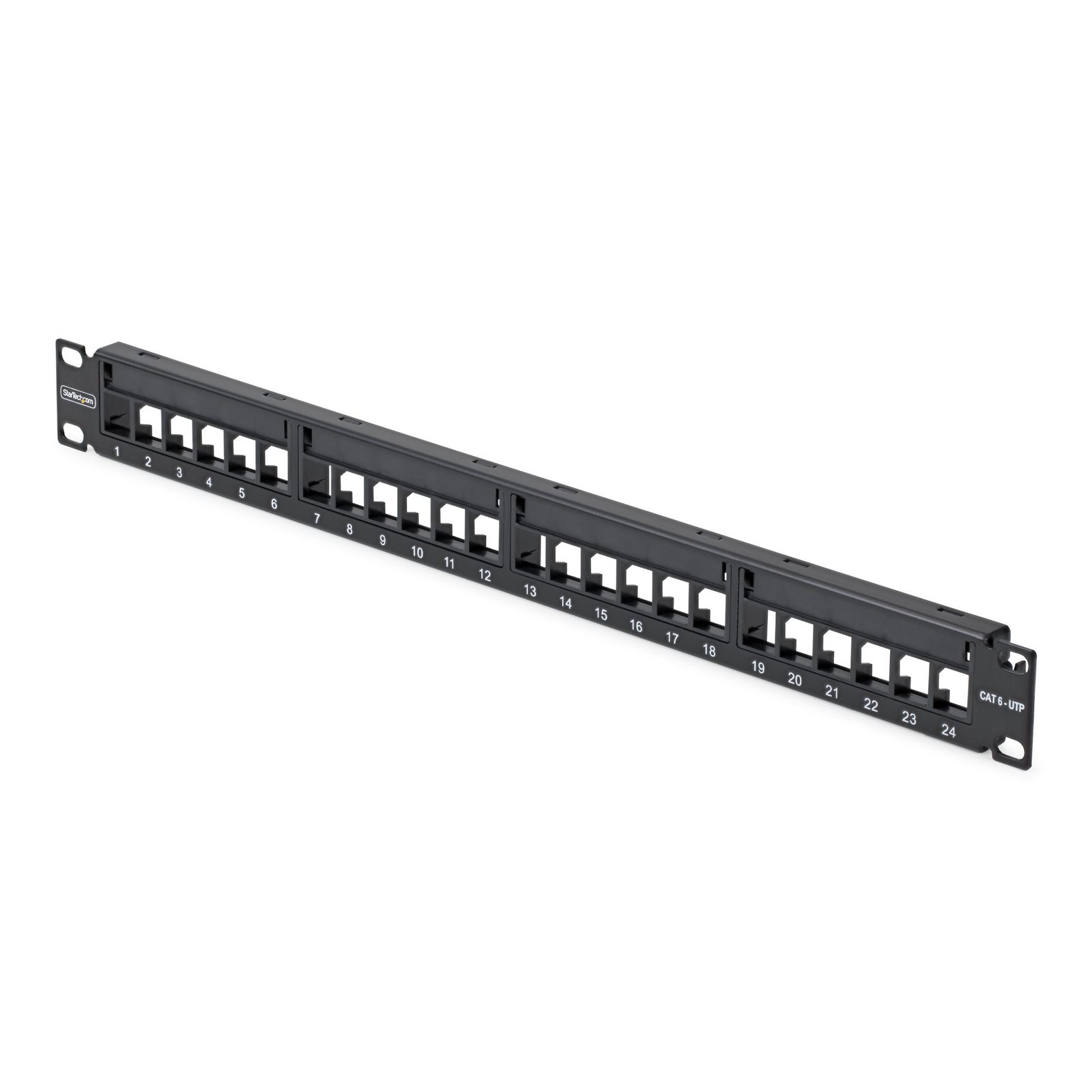 StarTech.com 24 Port 1U Blank Keystone Patch Panel with Cable Management Bar, Rackmount Cat6 for C6PANELUTP241UCM