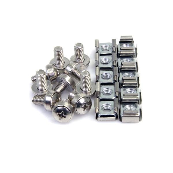 StarTech.com 100-Pack M6 12mm Screws, Square Hole Cage Nuts and Installation Tool, Hardware CABSCREWM62
