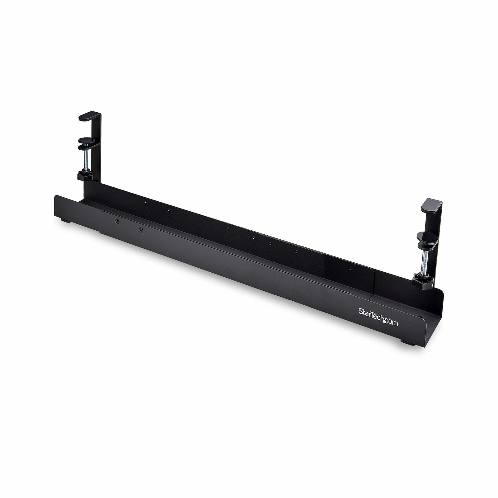 StarTech.com Under Desk Cable Management Tray, Length Adjustable Organizer, Clamp-On Installation, CALB-DESK-CABLE-TRAY