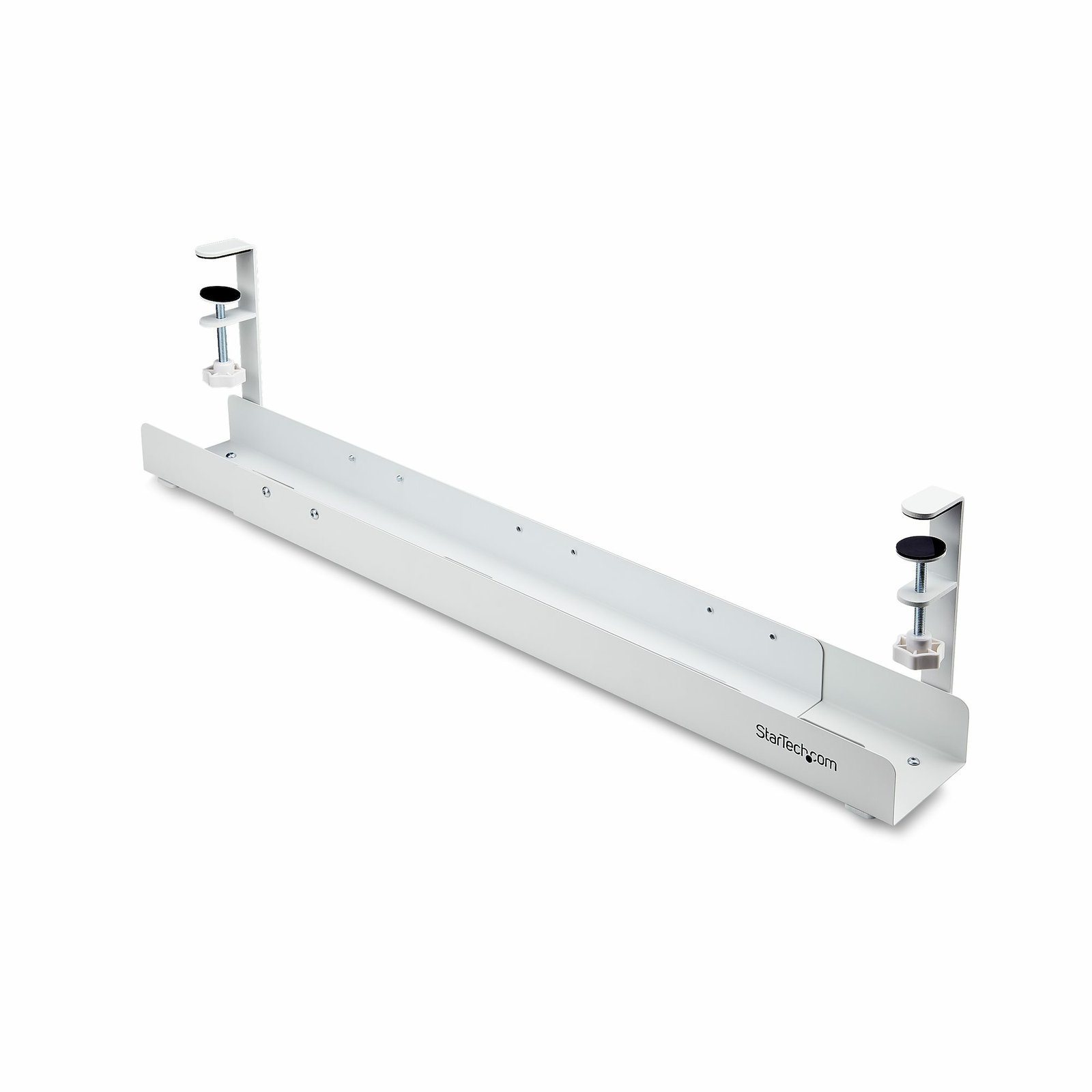 StarTech.com Under Desk Cable Management Tray, Length Adjustable Organizer, Clamp-On Installation, CALW-DESK-CABLE-TRAY