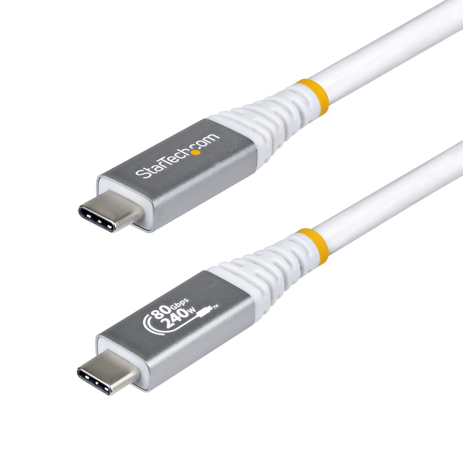 StarTech.com 5ft (1.5m) USB4 Cable, 80Gbps, USB-IF Certified USB-C 240W PD, 8K 120Hz/4K 240Hz DP2.1 CC5FT80GUSB4CABLEW