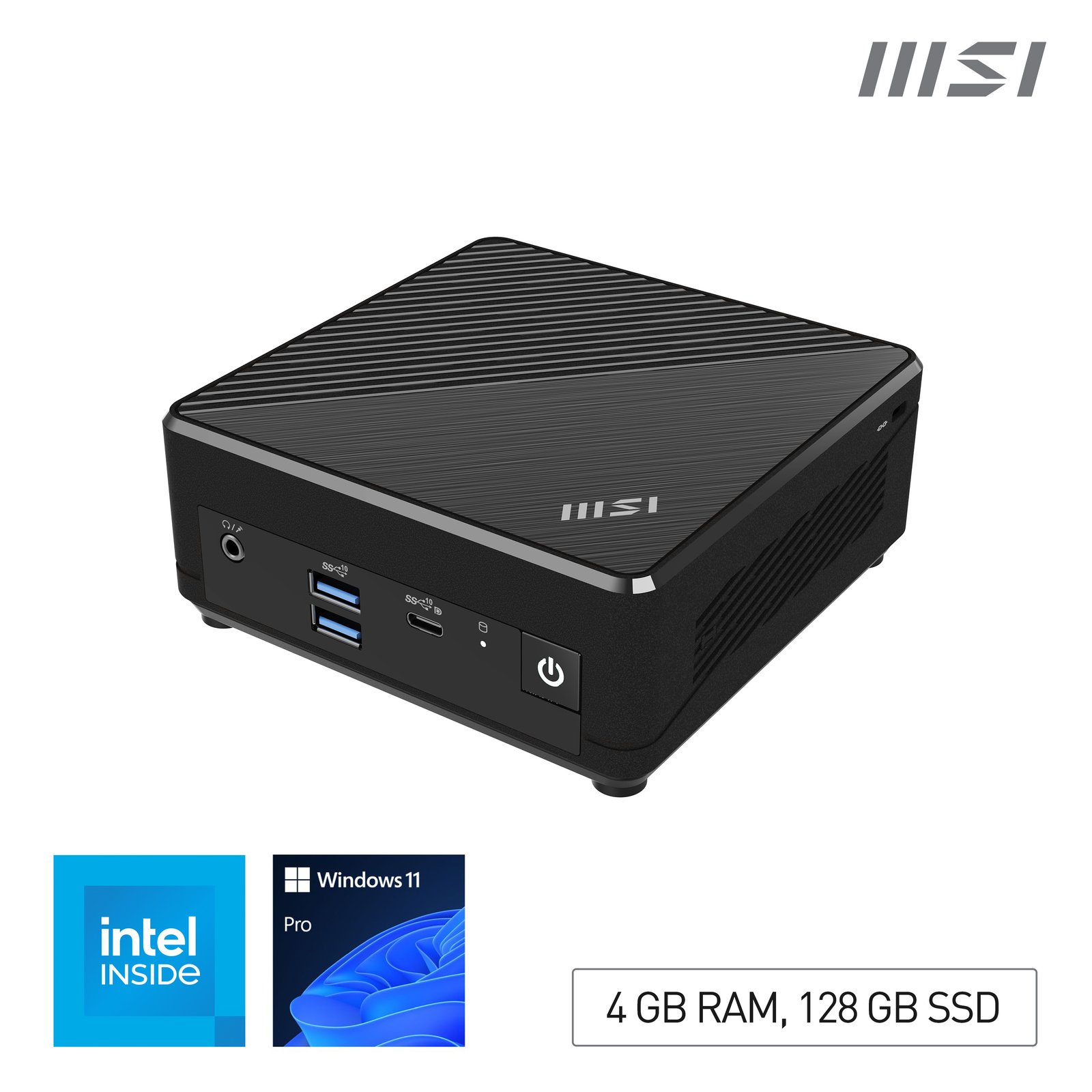 MSI Cubi N ADL Intel N100 Desktop PC, NUC, SFF, Mini Computer, HTPC, (4GB RAM, 128GB SSD, Windows CubNADL021