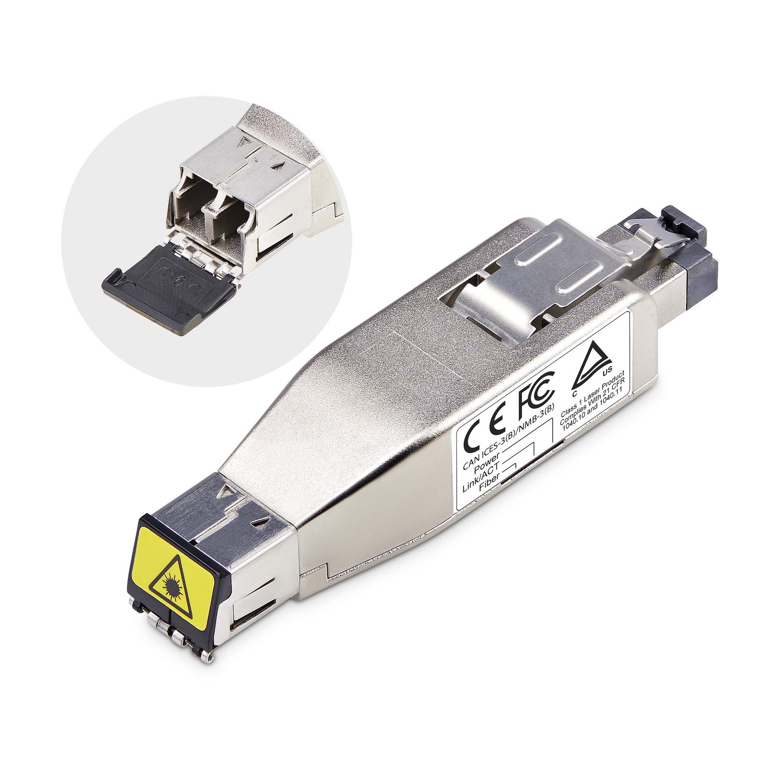 StarTech.com Gigabit Fiber to RJ45 Ethernet Media Converter Dongle, Optical Singlemode D01ML55P-FIBER-MEDIA