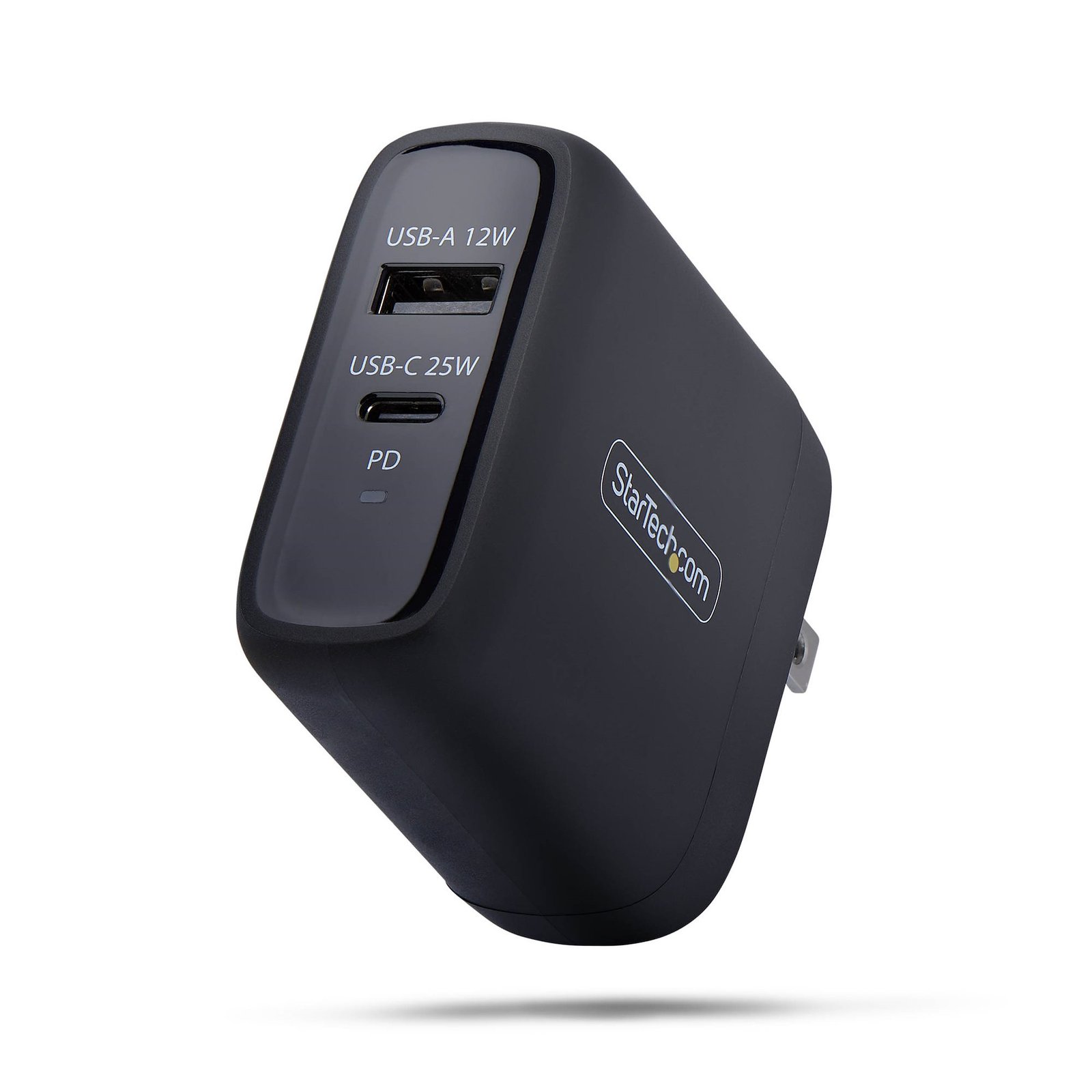 StarTech.com 37W USB-C & USB-A Wall Charger, Portable with USB Power Delivery Fast Charging, 25W PD 114NB-WALL-CHARGER