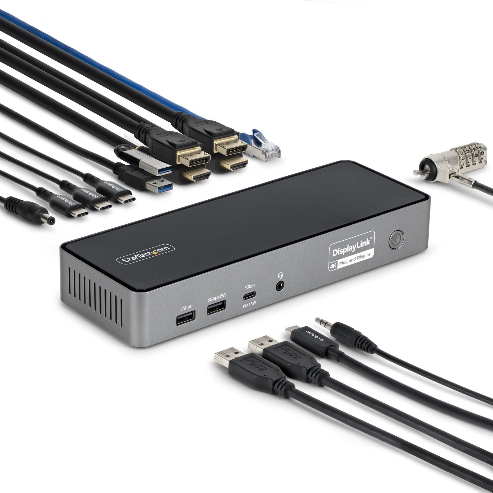 StarTech.com Triple-Monitor USB-C Docking Station, 140W Laptop Charging Dock for MacBook Pro and DK30C2DPEPRN