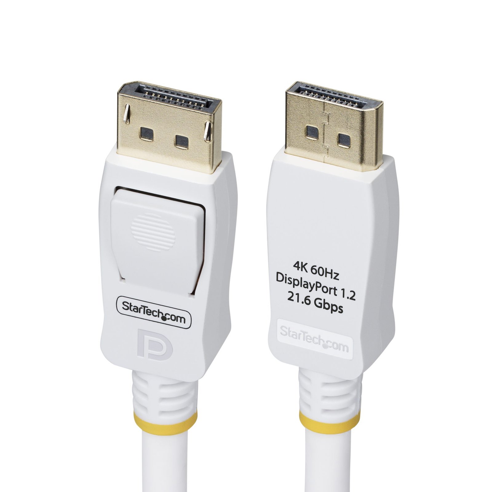 StarTech.com 6ft (1.8m) White VESA Certified DisplayPort 1.2 Cable, 4K 60Hz, 21.6Gbps, Latching DP DP12-CABLE-6FTW