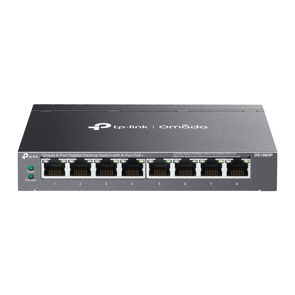 TP-Link Omada DS108GP network switch Unmanaged Gigabit Ethernet (10/100/1000) Power over (PoE) Black