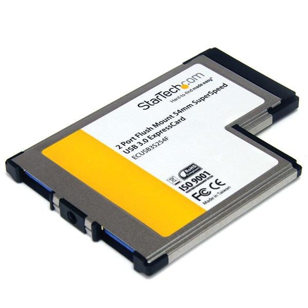 StarTech.com 2 Port Flush Mount ExpressCard 54mm SuperSpeed (5Gbps) USB 3.0 Card Adapter with UASP ECUSB3S254F
