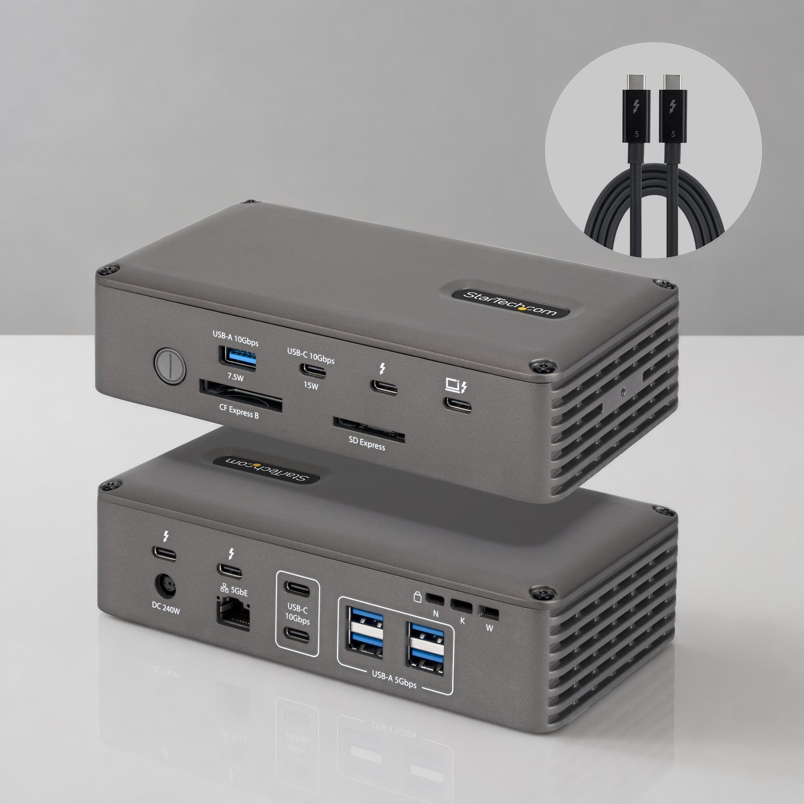 StarTech.com Thunderbolt 5 Dock with NVMe Slot for Mac and Windows, Up to Dual 8K 60Hz or Triple 4K FOCPENMPO3
