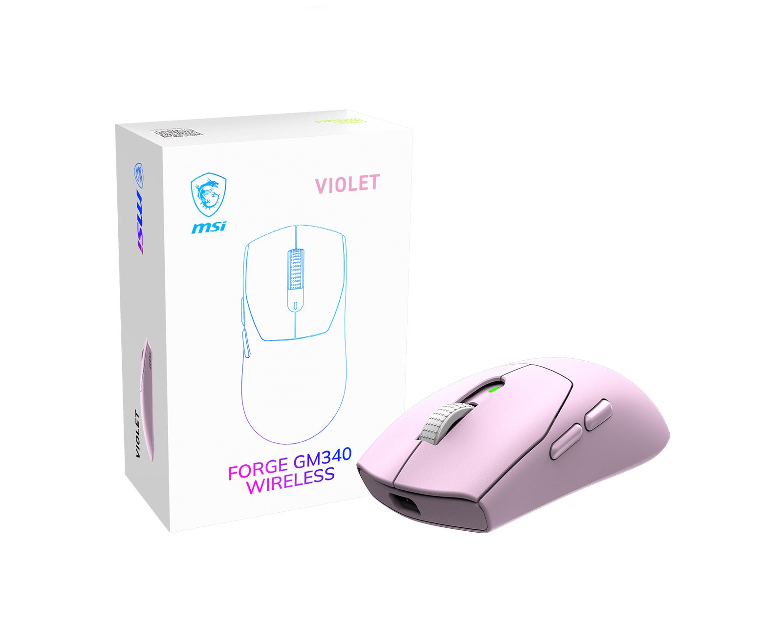 MSI Forge Gm340 Wireless Violet mouse Gaming Ambidextrous RF + Bluetooth Optical 12000 DPI FORGEGM340V