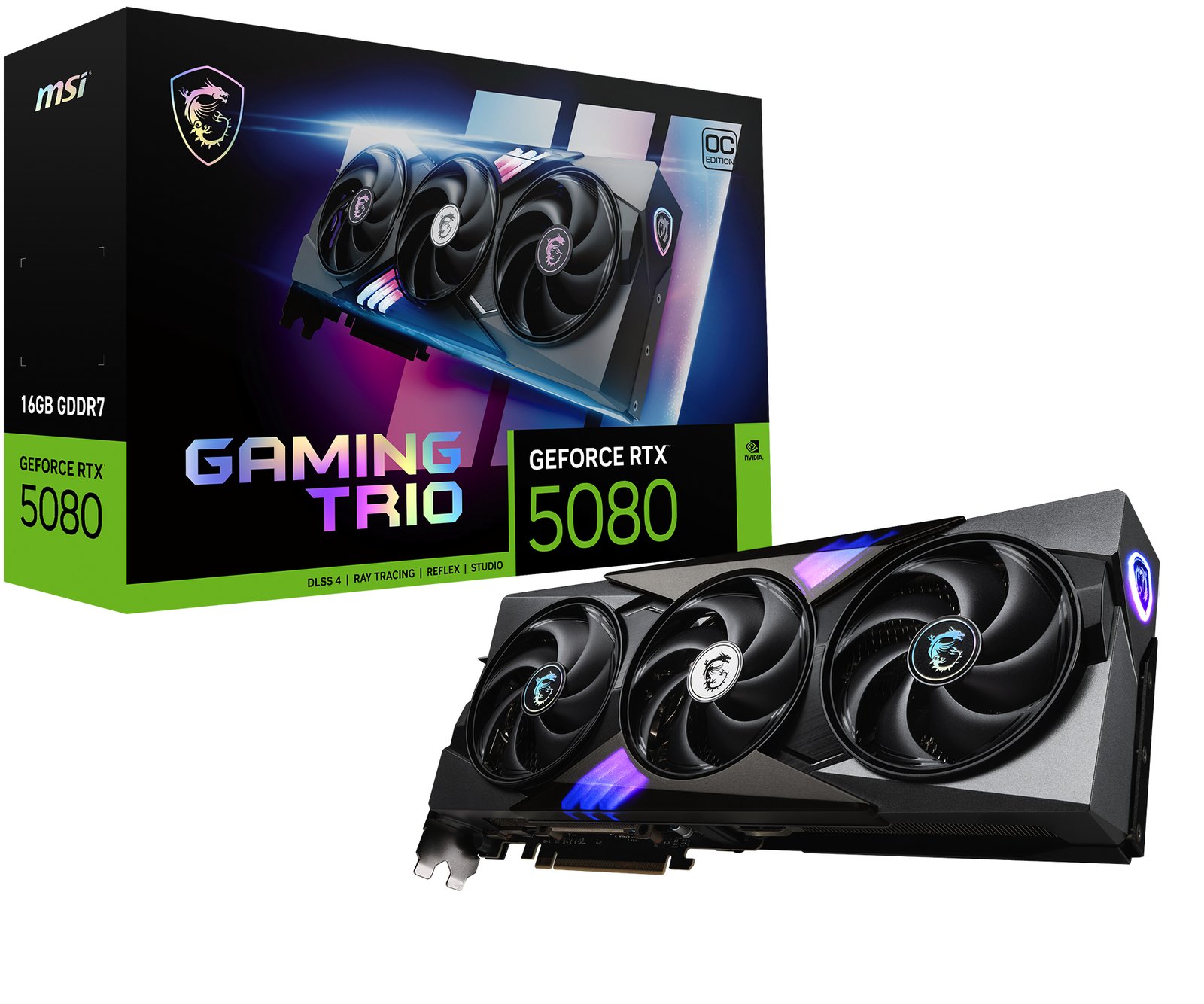 MSI GAMING GEFORCE RTX 5080 16G TRIO OC graphics card NVIDIA 16 GB GDDR7 G5080-16GTC