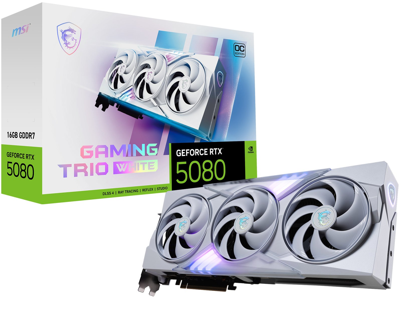MSI GAMING GEFORCE RTX 5080 16G TRIO OC WHITE graphics card NVIDIA 16 GB GDDR7 G5080-16GTCW