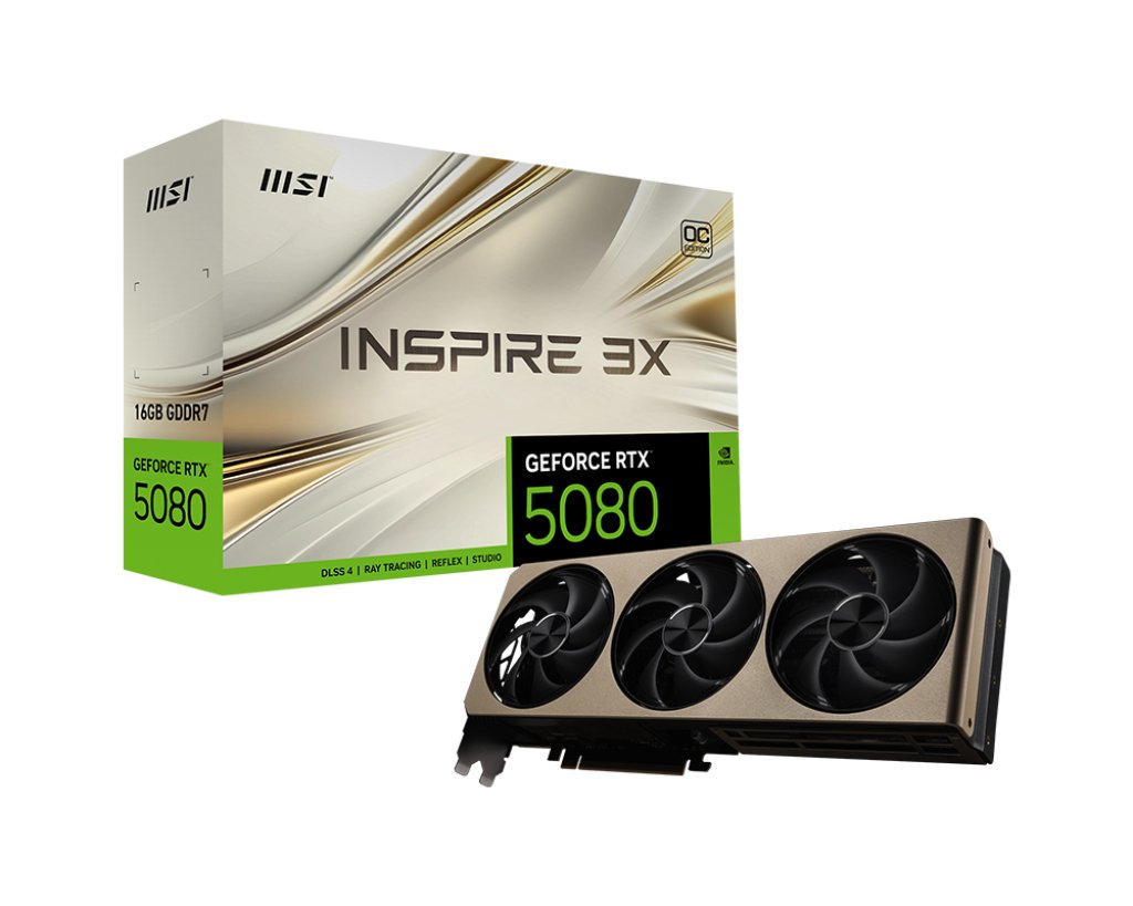 MSI GEFORCE RTX 5080 16G INSPIRE 3X OC graphics card NVIDIA 16 GB GDDR7 G5080-16I3CB