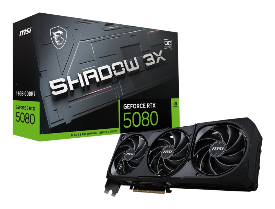 MSI GEFORCE RTX 5080 16G SHADOW 3X OC graphics card NVIDIA 16 GB GDDR7 G5080-16S3C