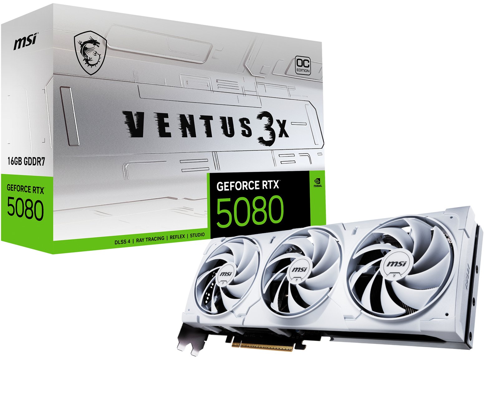 MSI VENTUS GEFORCE RTX 5080 16G 3X OC WHITE graphics card NVIDIA 16 GB GDDR7 G5080-16V3CW