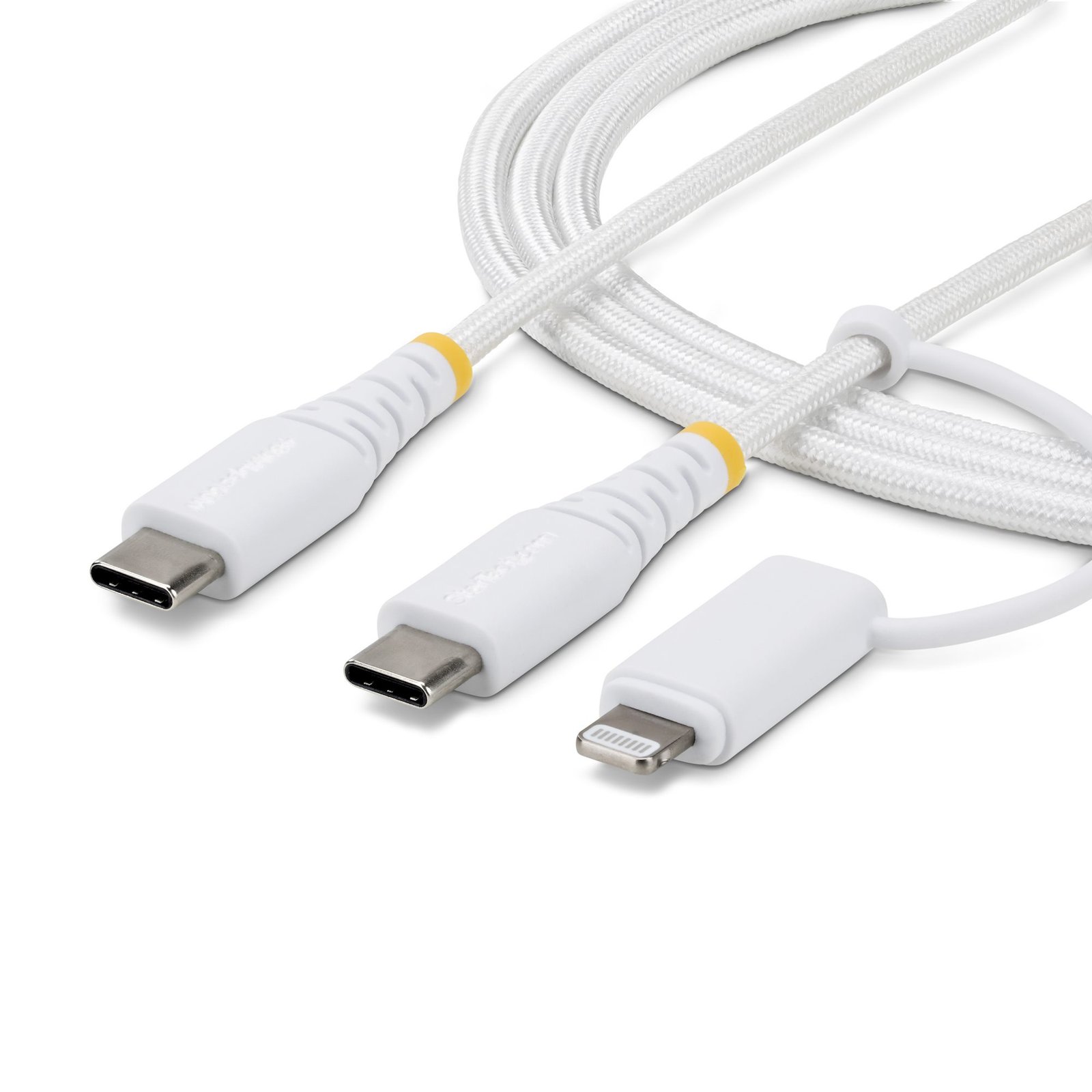 StarTech.com 1m (3ft) 2-in-1 Rugged USB-C Charging Cable with Lightning Adapter, 30W/60W (3A), 1M-U2-LNTC-CABLE