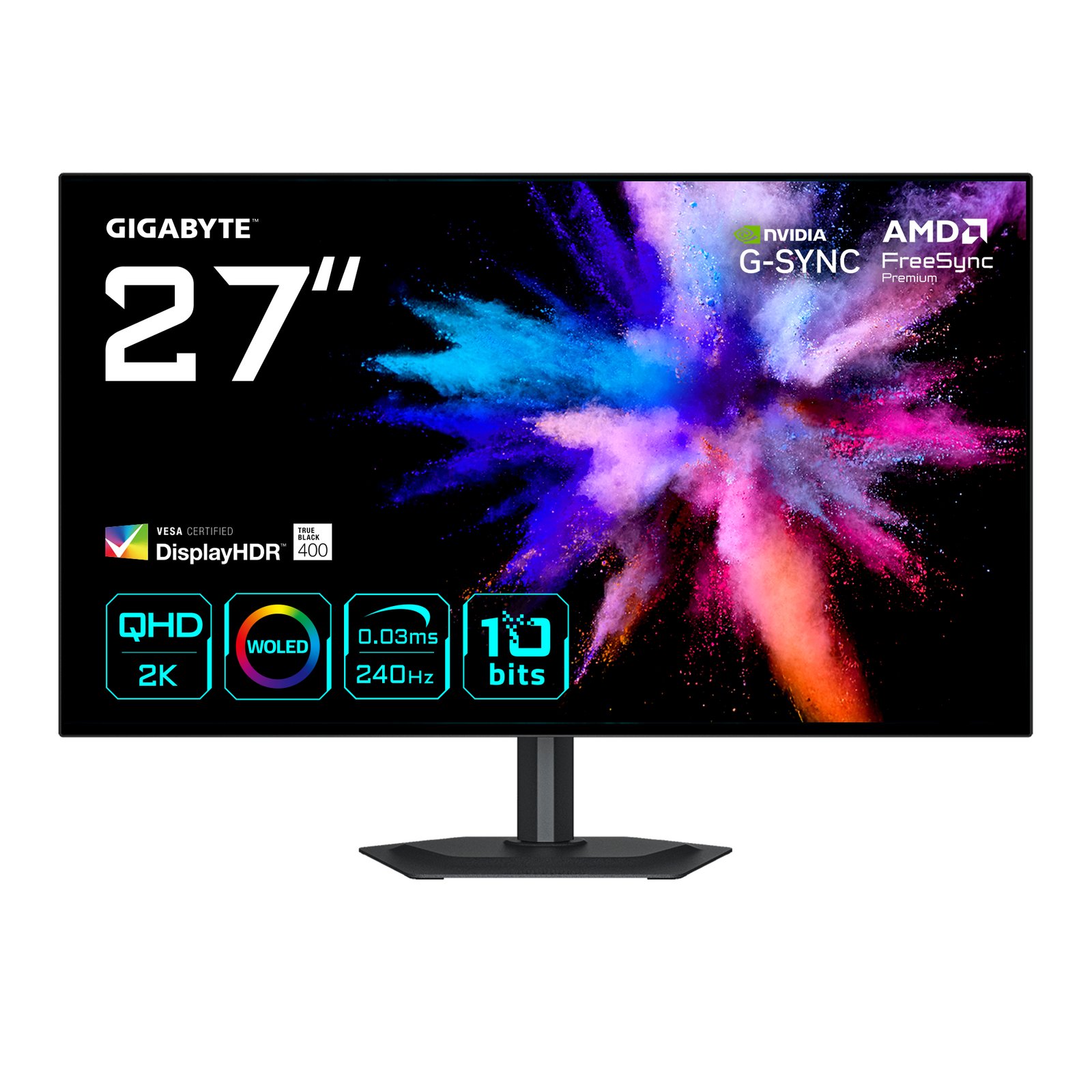 Gigabyte Technology GO27Q24G 27” OLED 2K QHD Gaming Monitor - 2560 x 1440, 240Hz, 0.03ms, 275