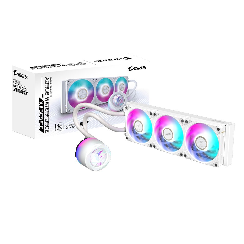 Gigabyte Technology AORUS WATERFORCE X II 360 ICE AIO Liquid CPU Cooler - 3x120mm ARGB Fans, GP-AORUS-WATERFORCEX-II-3
