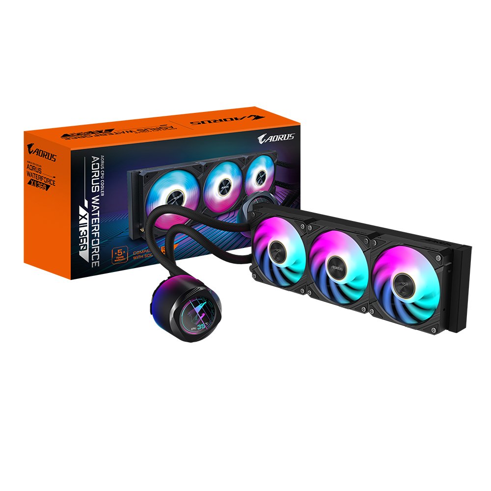 Gigabyte Technology AORUS WATERFORCE X II 360 AIO Liquid CPU Cooler - 3x120mm ARGB Fans, full-color GP-AORUS-WATERFORCE-X-II-
