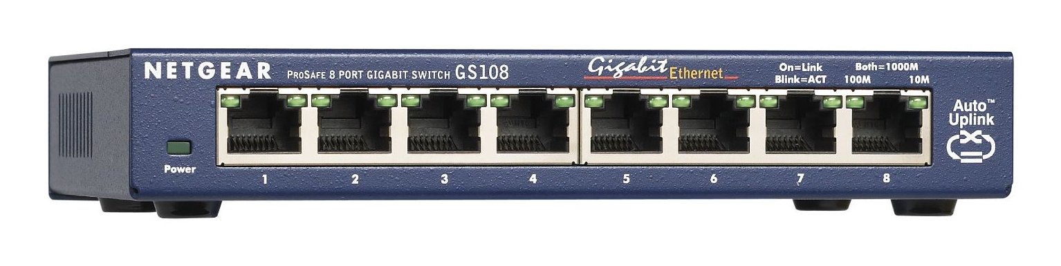 NETGEAR GS108 Unmanaged Gigabit Ethernet (10/100/1000) Desktop Blue GS108-400NAS