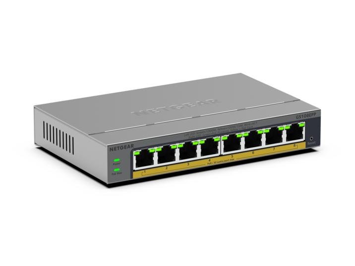 NETGEAR GS108EPP Unmanaged Gigabit Ethernet (10/100/1000) Power over (PoE) Desktop/Wall-Mounting GS108EPP-100NAS
