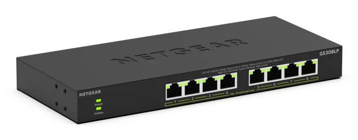 NETGEAR GS308LP Unmanaged Gigabit Ethernet (10/100/1000) Power over (PoE) Desktop Black GS308LP-100NAS