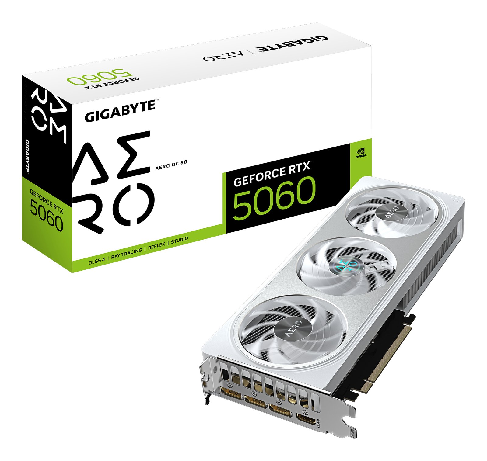 Gigabyte Technology GeForce RTX 5060 AERO OC 8G Graphics Card - 8GB GDDR7, 128bit, PCI-E 5.0, 2595 GV-N5060AERO OC-8GD