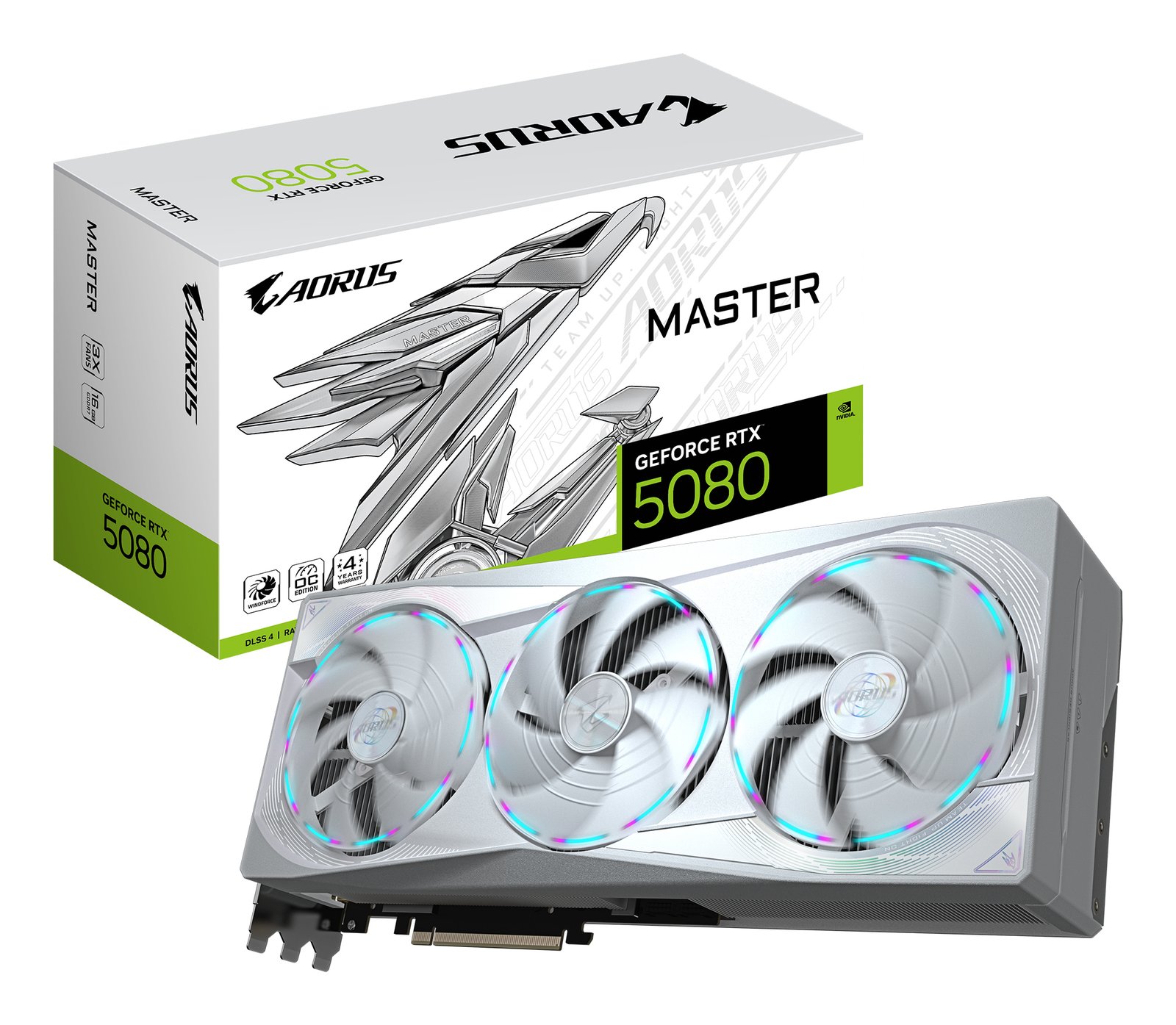 Gigabyte Technology AORUS GeForce RTX 5080 MASTER ICE 16G Graphics Card - 16GB GDDR7, 256bit, PCI-E GV-N5080AORUSM ICE-16GD