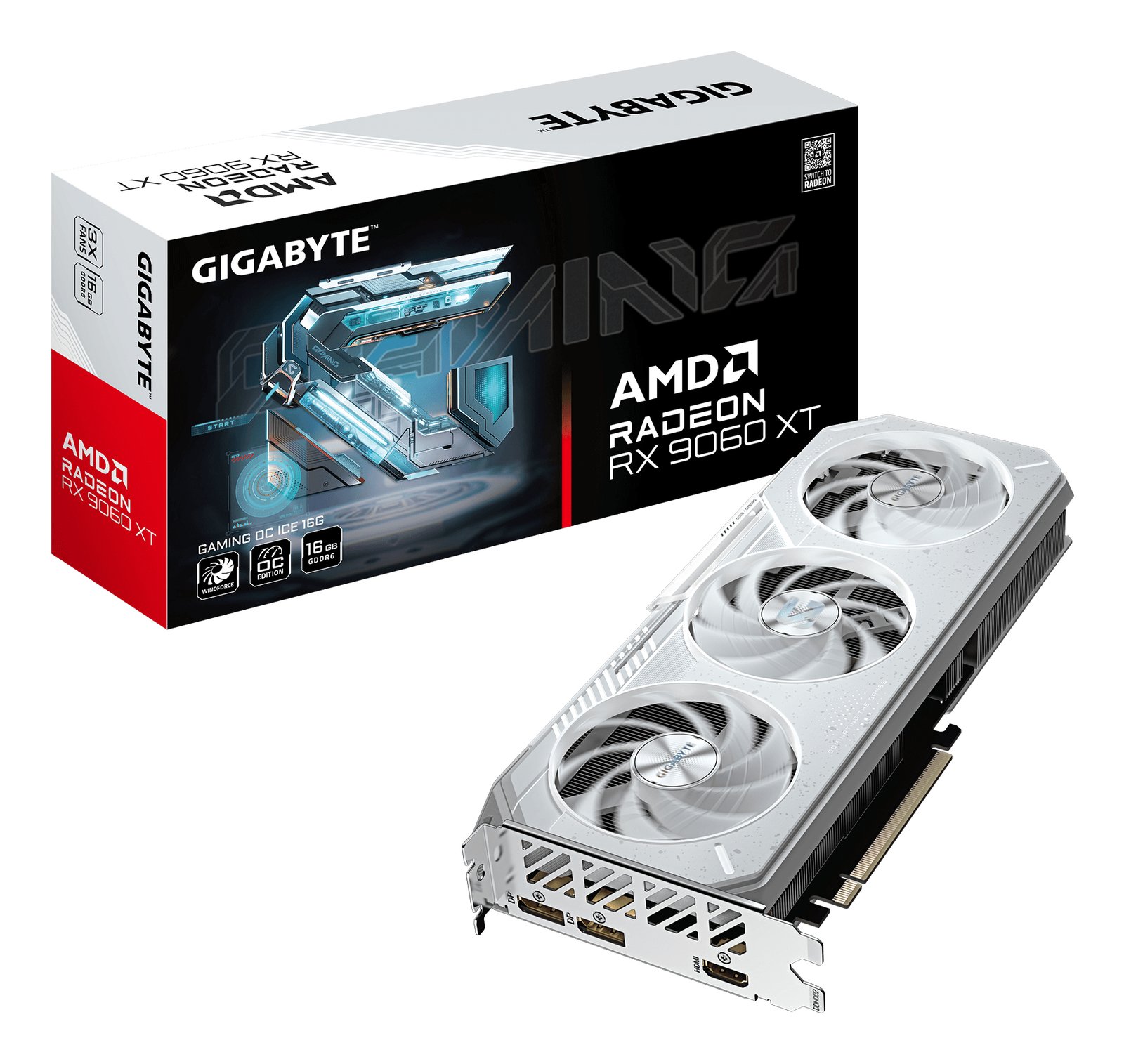 Gigabyte Technology GAMING Radeon RX 9060 XT OC ICE 16G Graphics Card GV-R906XGAMINGOCICE-16GD