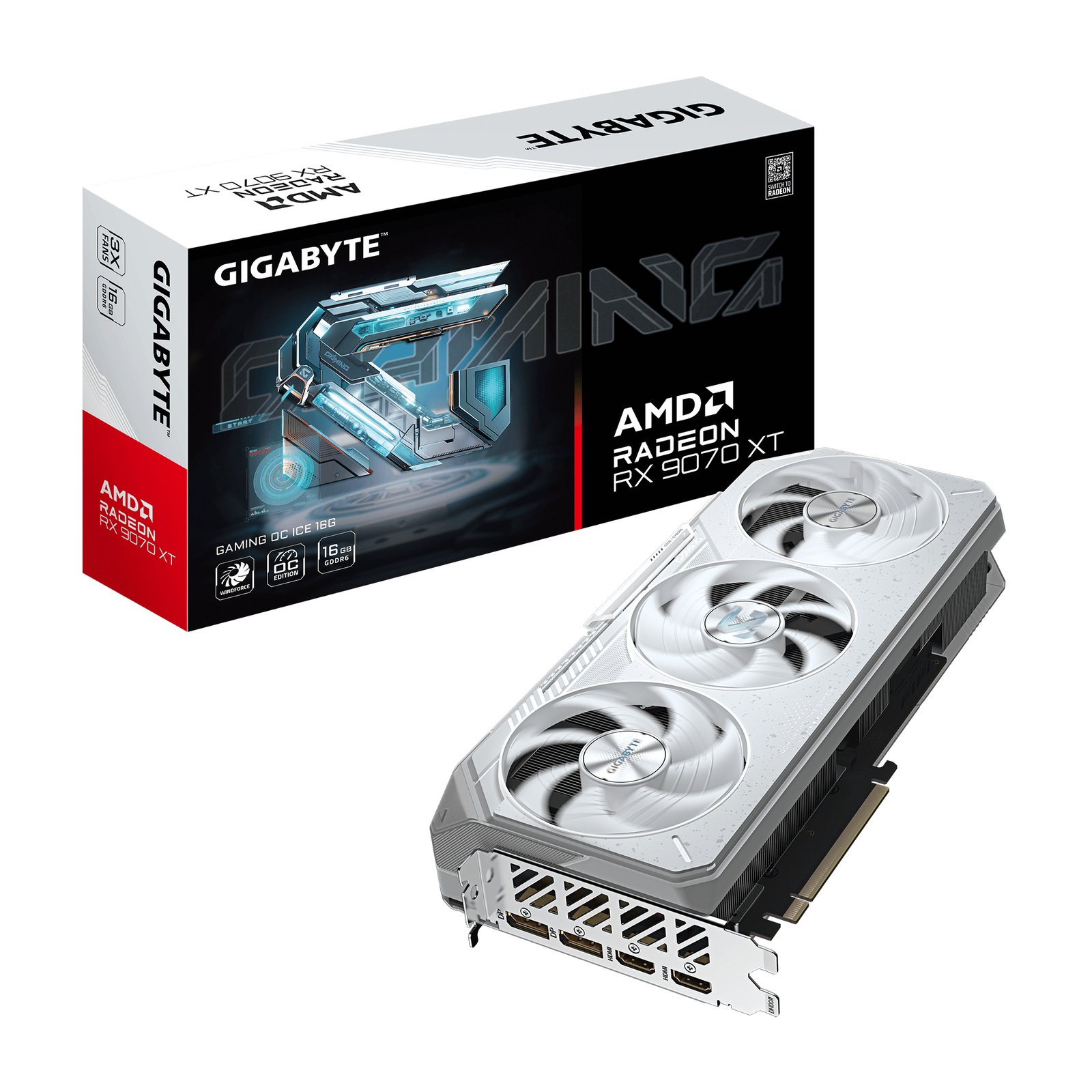Gigabyte Technology Radeon RX 9070 XT GAMING OC ICE 16G Graphics Card GV-R907XGAMINGOCICE-16GD