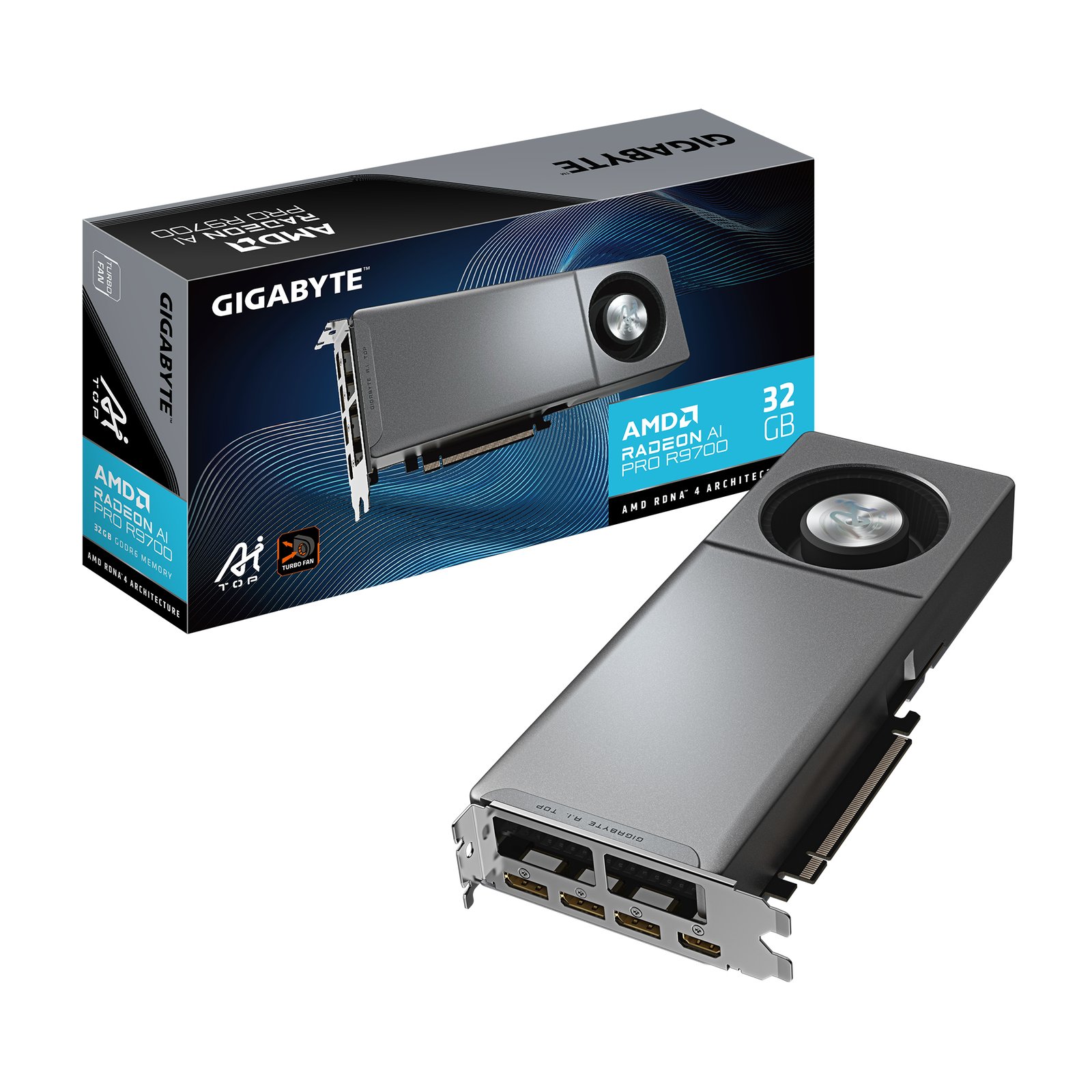 Gigabyte Technology Radeon AI PRO R9700 TOP 32G Graphics Card- 32GB GDDR6, 256 bit, PCI-E 5.0, GV-R9700AI TOP-32GD