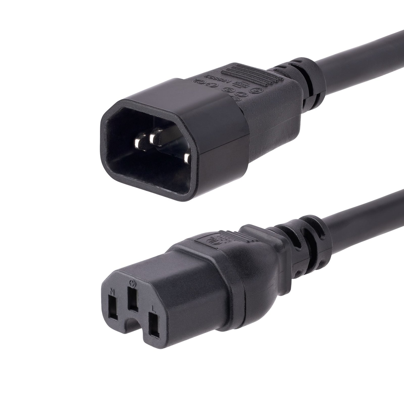 StarTech.com 10ft (3m) Heavy Duty Extension Cord, C14 to C15 15A 125V, 14AWG, Gauge Power Cable, AC H1415-10F-POWER-CORD