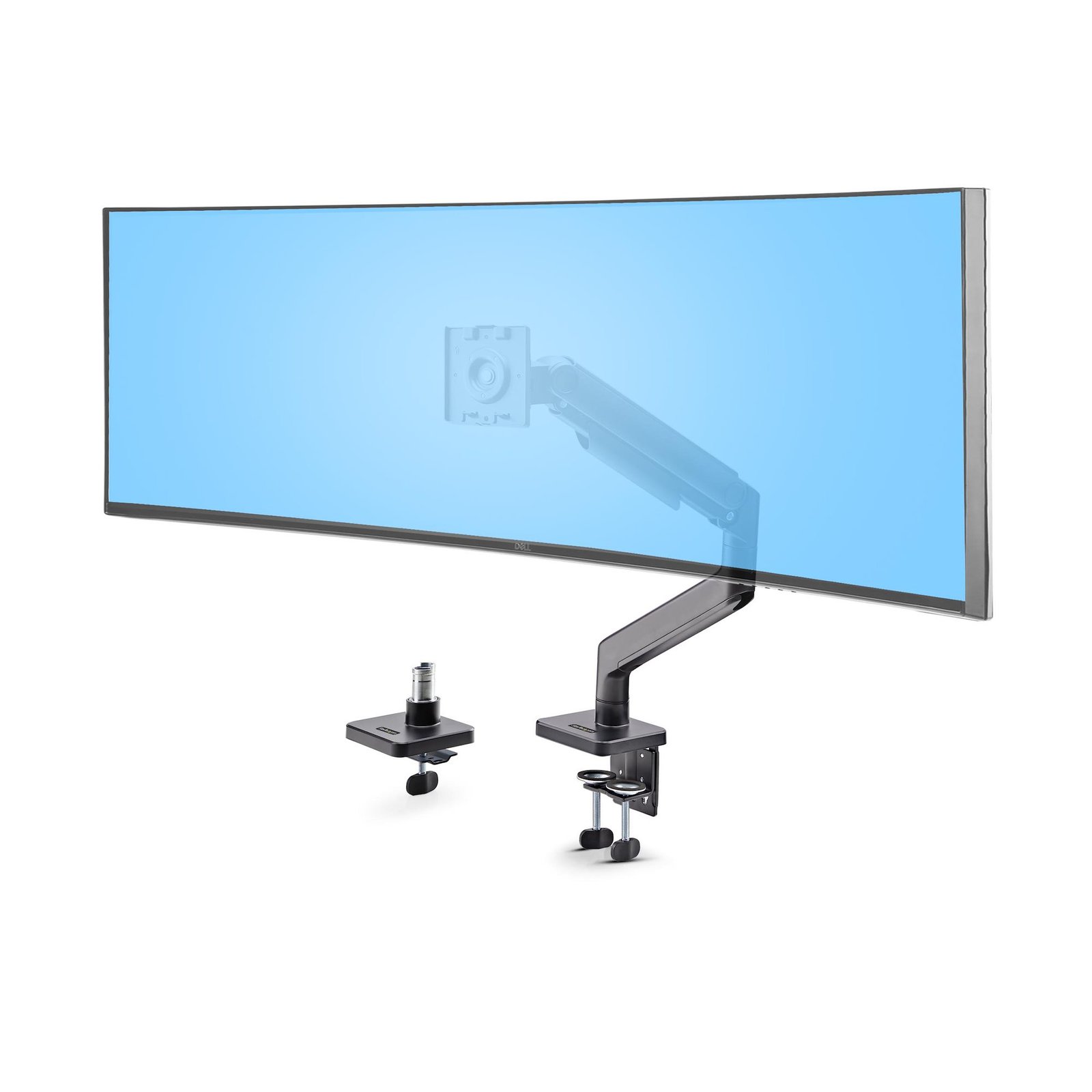 StarTech.com Monitor Desk Mount for up to 49in 32:9 Ultrawide Curved Screens, Mechanical Spring H1M1AG1-MONITOR-ARM