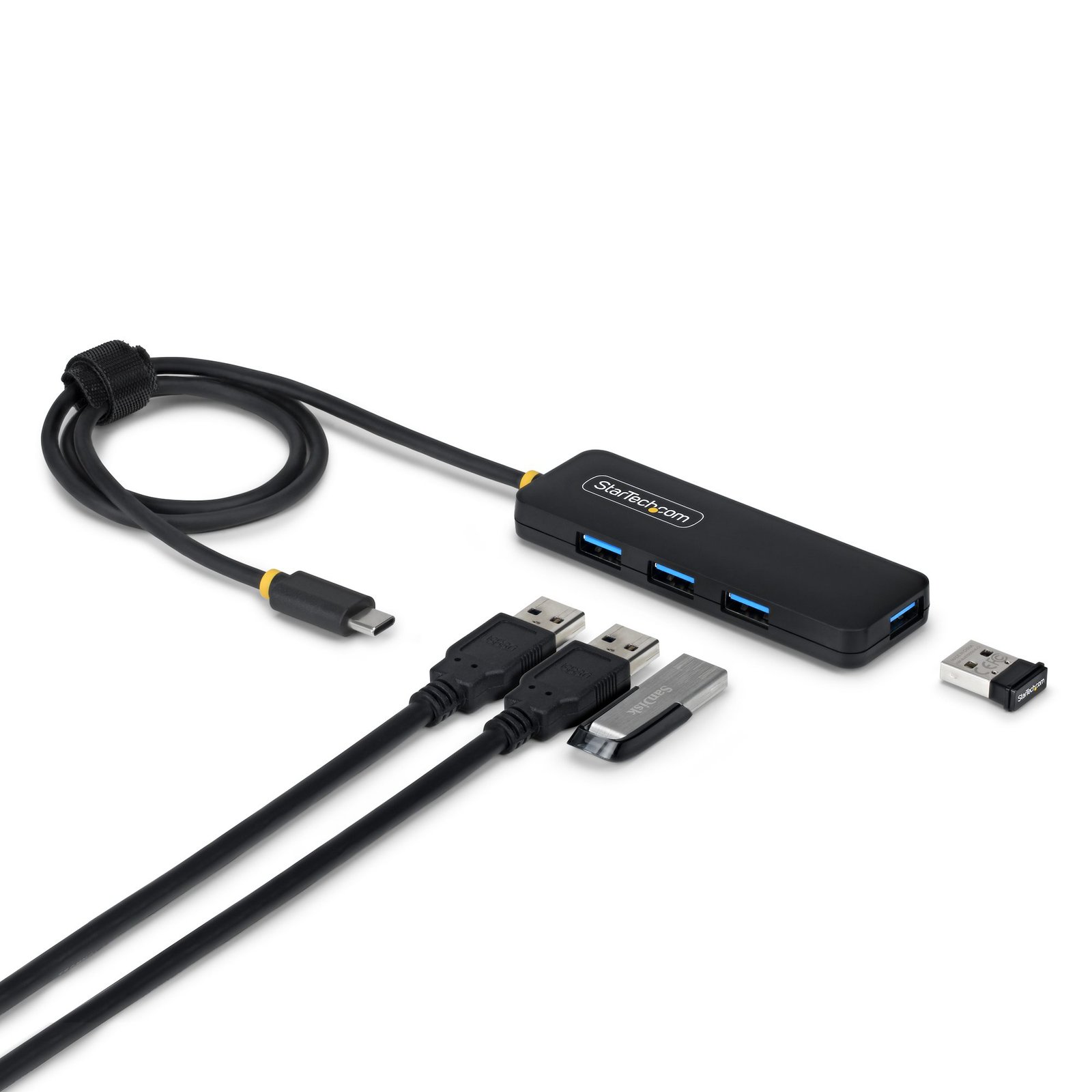 StarTech.com 4-Port USB-C Hub, 5Gbps, Bus Powered, to 4x USB-A Mini Extra Long 2ft/61cm Host Cable, H5C4A-USB-HUB-2