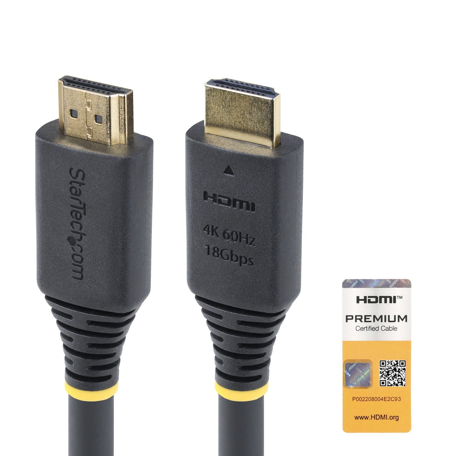 StarTech.com 20ft (6m) Premium Certified High Speed HDMI Cable, 4K 60Hz/1440p 144Hz, HDR10/HDCP HDMI2-CABLE-4K60-20F
