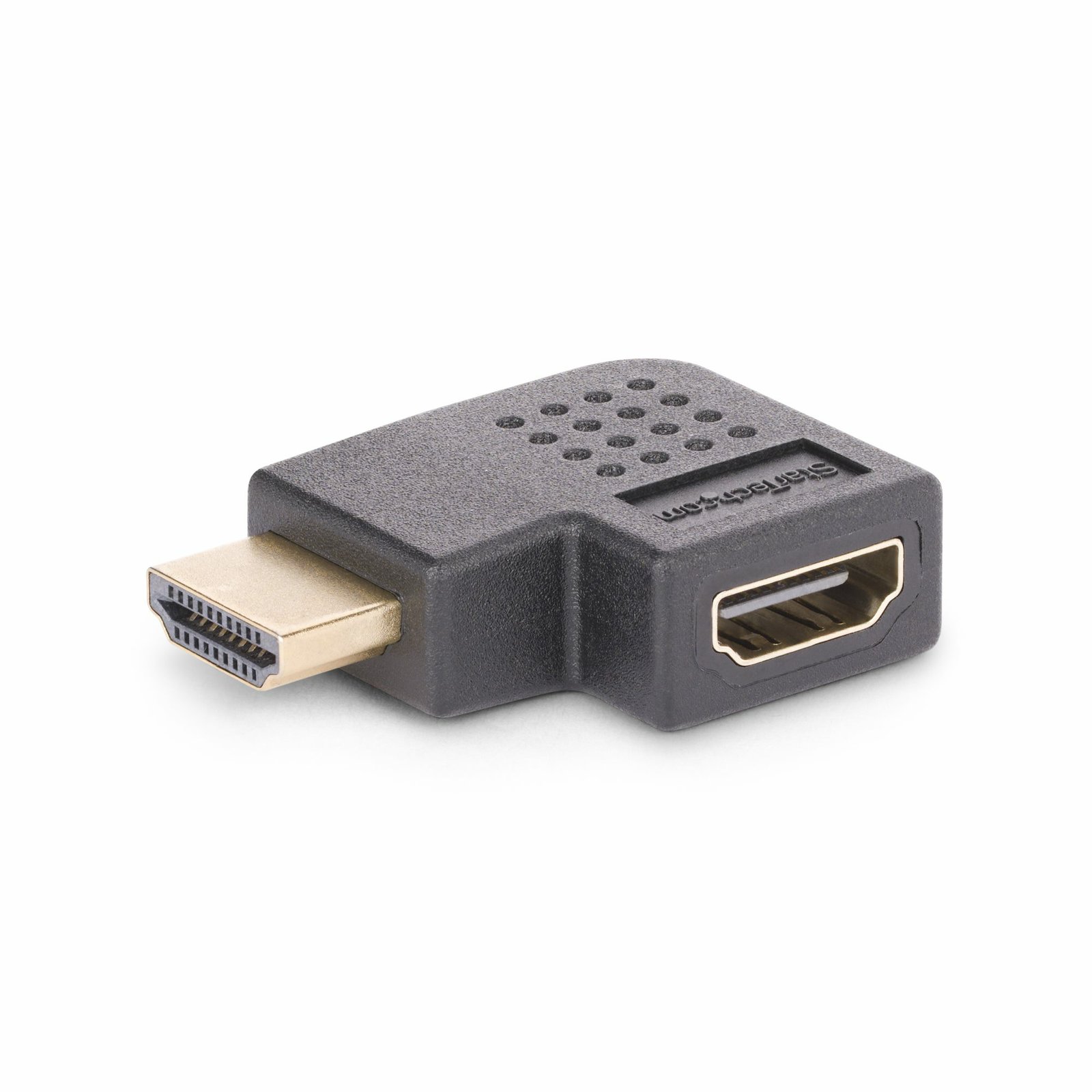 StarTech.com Right Angle HDMI 2.0 Adapter, Male to Female, Horizontal 90-Degree Angled Port Saver, HDMI2HDMIMFRA