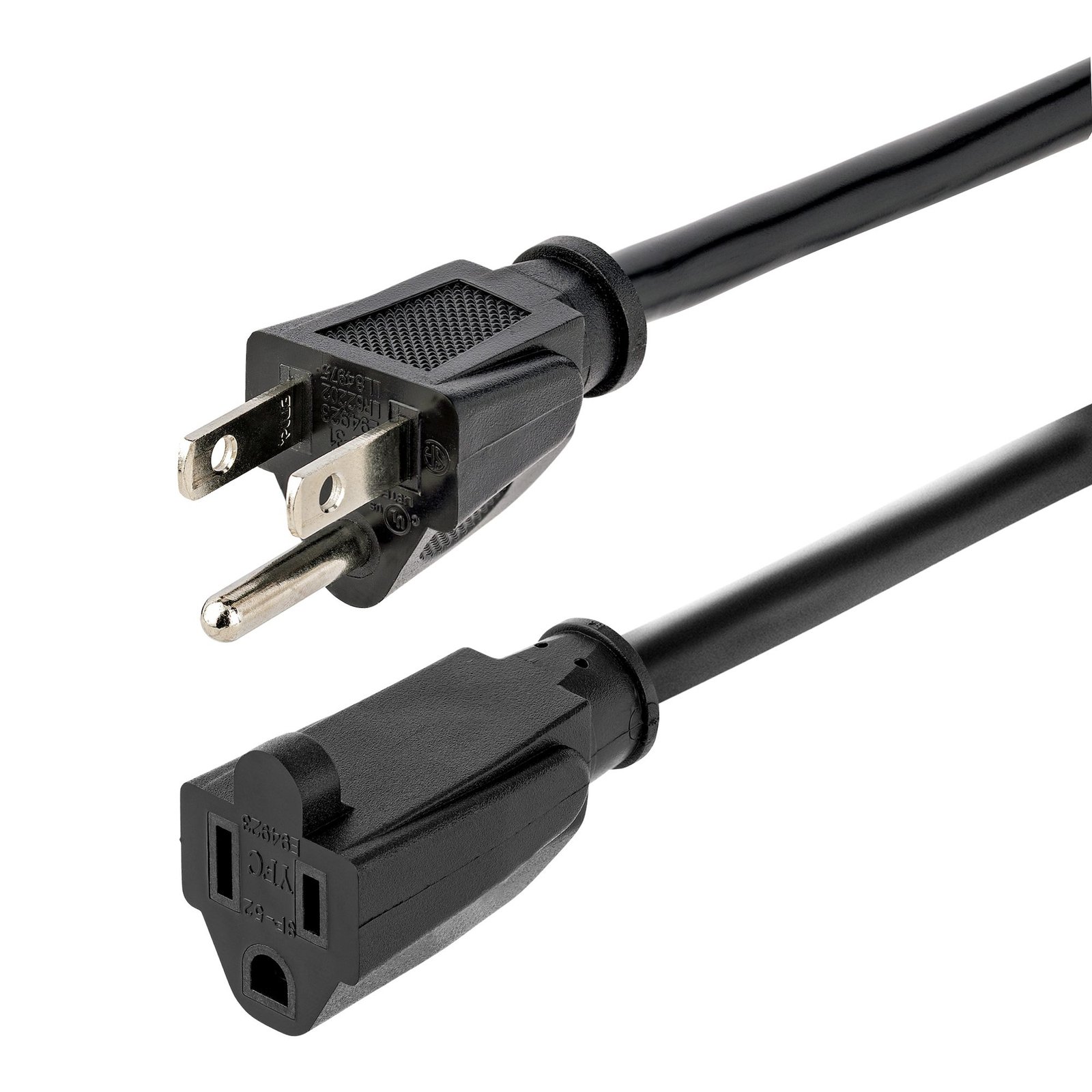 StarTech.com 15ft (4.5m) Heavy Duty Extension Cord, NEMA 5-15R to 5-15P Black 15A 125V, 14AWG, HX-15F-POWER-CORD