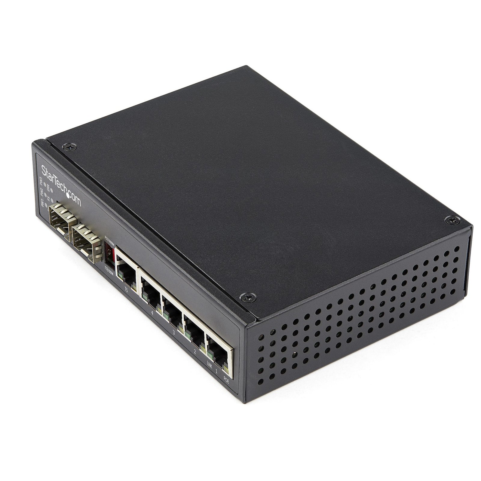 StarTech.com Industrial 6 Port Gigabit Ethernet Switch 4 PoE RJ45 +2 SFP Slots 30W 48VDC IES1G52UPDIN
