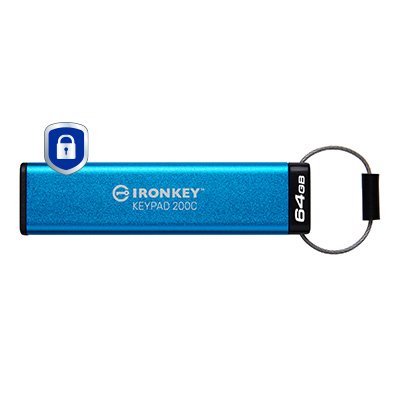 Kingston Technology IronKey 64GB USB-C Keypad 200C, FIPS 140-3 Lvl 3 AES-256 IKKP200C/64GB