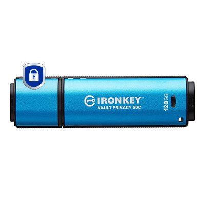 Kingston Technology IronKey 128GB USB-C Vault Privacy 50C AES-256 Encrypted, FIPS 197 IKVP50C/128GB