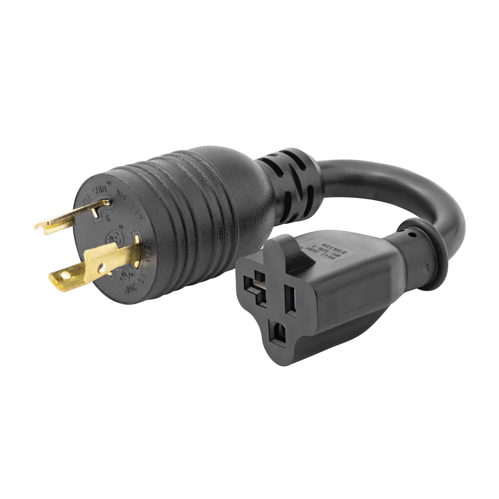 StarTech.com 6in (15cm) Heavy Duty Power Cord, NEMA L5-20P to 5-20R, Black Adapter 20A 125V, 12AWG, K31D-2U00-POWER-CORD