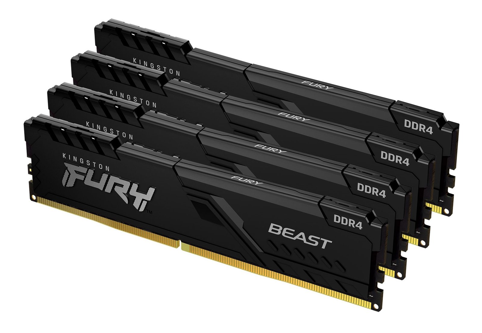 Kingston Technology FURY Beast 64GB 3200MT/s DDR4 CL16 DIMM (Kit of 4) 1Gx8 Black KF432C16BB1K4/64